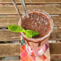 Choco-berry smoothie at Indiana vegan Cafe & Yoga in Langkawi