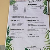 Menu march  at Indiana vegan Cafe & Yoga in Langkawi