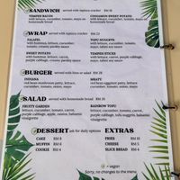 Menu march  at Indiana vegan Cafe & Yoga in Langkawi