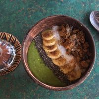 Green light smoothie bowl at Indiana vegan Cafe & Yoga in Langkawi