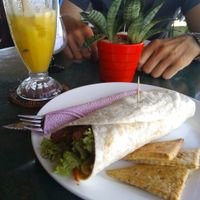 Tempeh wrap. So delicious :) at Indiana vegan Cafe & Yoga in Langkawi