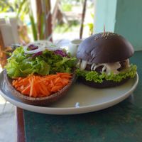 Indiana burger at Indiana vegan Cafe & Yoga in Langkawi
