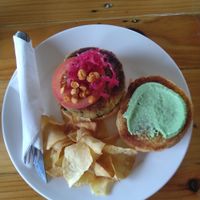 Vegan burger at Indiana vegan Cafe & Yoga in Langkawi