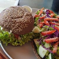 Burger at Indiana vegan Cafe & Yoga in Langkawi