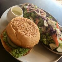 Veggie burger at Indiana vegan Cafe & Yoga in Langkawi