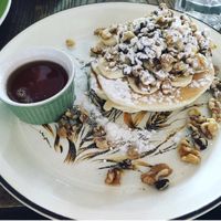 Vegan Banana pancakes   at Nowhere Man in Brighton