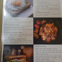 Menu options at Moments Cafe in Barnard Castle
