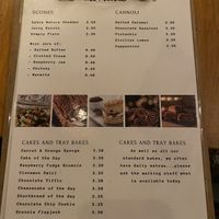 Dessert menu - always ask the staff to point what’s vegan as it changes  at Moments Cafe in Barnard Castle