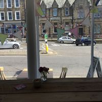 Inside looking out  at Moments Cafe in Barnard Castle