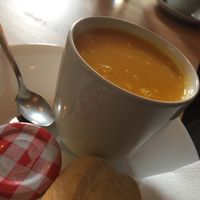 Spiced orange & carrot soup  at Moments Cafe in Barnard Castle