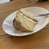 Victoria sponge with buttercream  at Moments Cafe in Barnard Castle