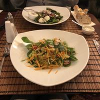 Also vegetarian salad option, with goats cheese at La Clairière in La Petite-pierre