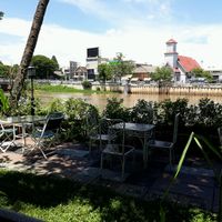 Seating Area on the River at Galare Guesthouse Veggie Hut - Maybe closed in Chiang Mai