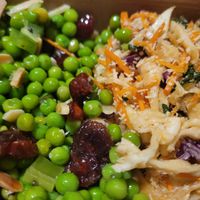 To go salad - Half pea w/almond, half Asian slaw at Seedling Cafe - Little Collins in Melbourne