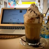 Cafe mocca.  Heavier than expected but very good.  There is wifi and laptops can be charged.   at Tuokio in Oulu