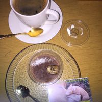 Coffee and raw cacao dessert at Bananeira in Yokohama