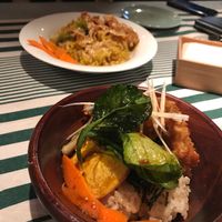 Two soy meat main options  at Bananeira in Yokohama