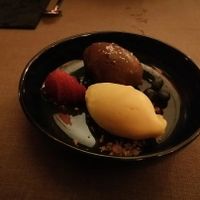 Mousse e gelado de manga vegan at Terra Restaurant in Sagres