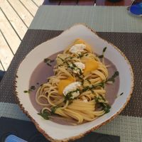 Pasta with vegetables from the season with pesto at Terra Restaurant in Sagres
