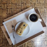 Coffee and a fruit cake at Milhanjum 밀한줌 - Jungang Station in Busan