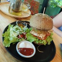 Tempeh Burger at Everflow in Koh Chang