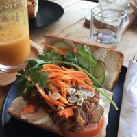 Weekly special - vegan Banh Mi sandwich with bbq pulled eggplant spiced to perfection at Everflow in Koh Chang