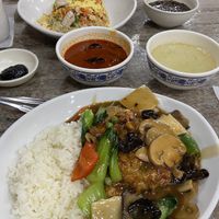 I ordered the vegetarian meat ball and rice. My friend ordered the sea food fried rice    at Taehwawon 태화원 in Incheon