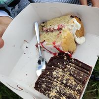 Bakewell cake and peanut bar at Karmic Cakery in Berwick-upon-tweed