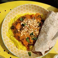 African sweet potato curry at Karmic Cakery in Berwick-upon-tweed