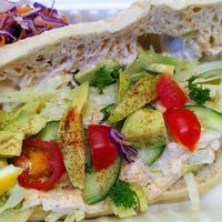 Crab salad at Karmic Cakery in Berwick-upon-tweed