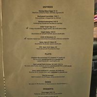 Menu at The Hood in Paris