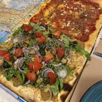 Half hummus pizza, half Marinara  at Il Fornaccio in Arzua