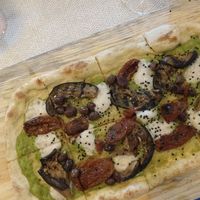 Tricolore vegan pizza at Il Fornaccio in Arzua