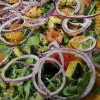 Awesome, healthy, filling and very colourful vegan pizza! Perfect! at Il Fornaccio in Arzua