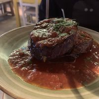 Vegan grilled aubergine at The Real Greek - Soho in London