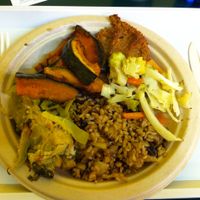 oats with chicory, mopur burger and mixed veggies at Tathagata in Milan