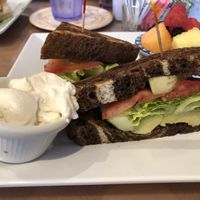 Vegan “Avocado & CLT” (cucumber, lettuce, tomato) Sandwich w/ Vegan Mayo on the Side at Jane's Cafe on 3rd in Naples