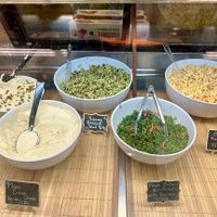 Deli salads, dips, relish and vegan meats in the case   at Harmony Plant Fare in Cincinnati
