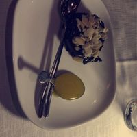 Vegan cocoa pudding with almonds and mango-orange-salsa  at Be Bop in Milan