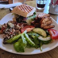 Burger and chips at Bluestone Coffee Shop in Barrhead