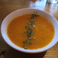 Carrot and lentil soup at Bluestone Coffee Shop in Barrhead