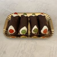 Vegan cannoli with vegan orange scented cream filling   at Antica Latteria in Messina