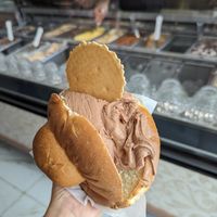 Vegan brioche with vegan hazelnut gelato at Antica Latteria in Messina