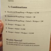 Carta 1/3 opciones veganas at Kikarea Coffee & Bakery in Bilbao