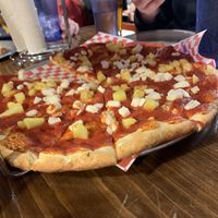 Vegan pineapple pizza at Blue Dog Gourmet Pizza in South Lake Tahoe