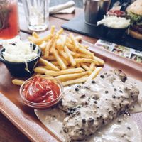 Beyond Bratwurst with fries at Zeil Kitchen in Frankfurt