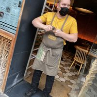 Angry guy on entrance at GreenVita - Glories in Barcelona