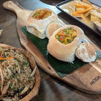 Mushroom rice, red curry bunny chow , tofu steak wok stir-fry . at Little Turtle in Enmore