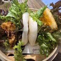 Delicious bap buns with tempura cauliflower and spiced tofu at Little Turtle in Enmore