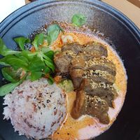 Rice, curry and "duck" at Nora's Garden in Berlin